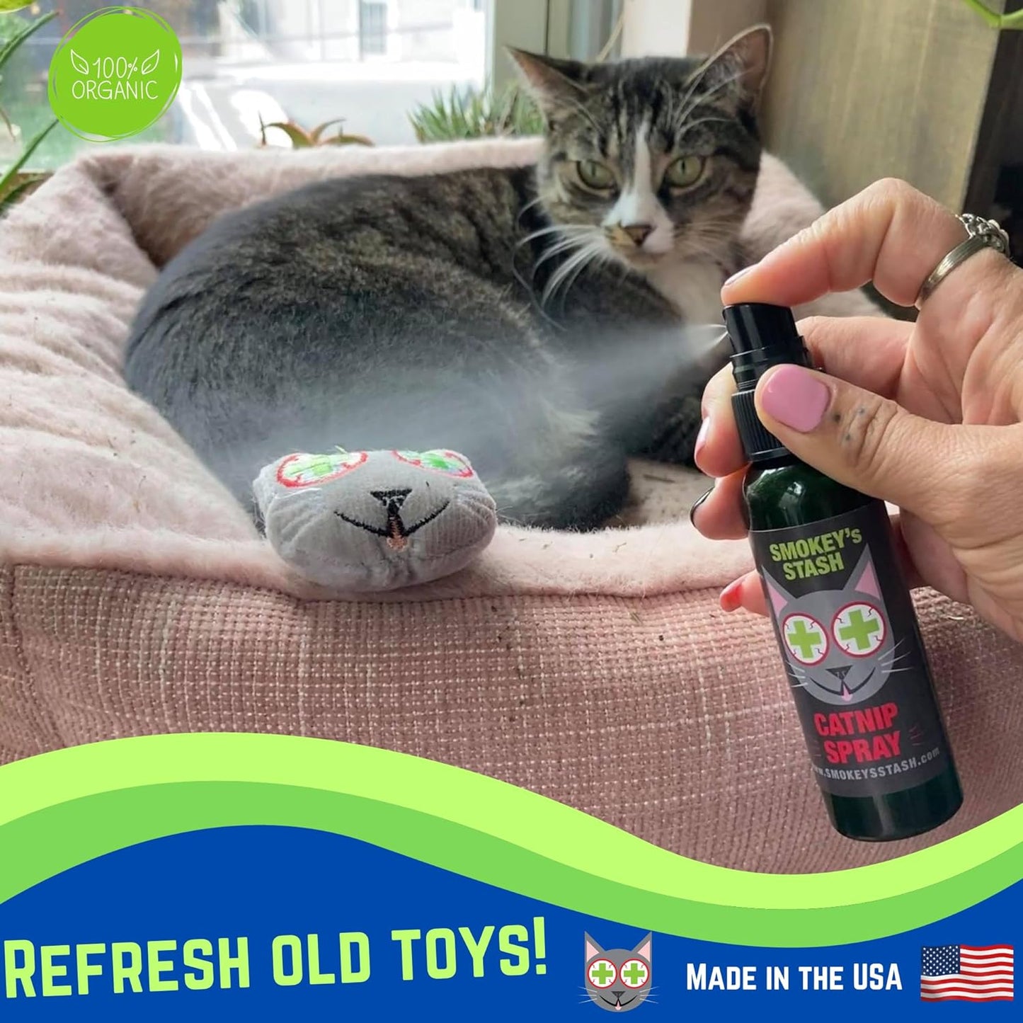 Cat Catnip Spray and Dried Organic Catnip Combo Maximum Potency Cat Nip Bundle