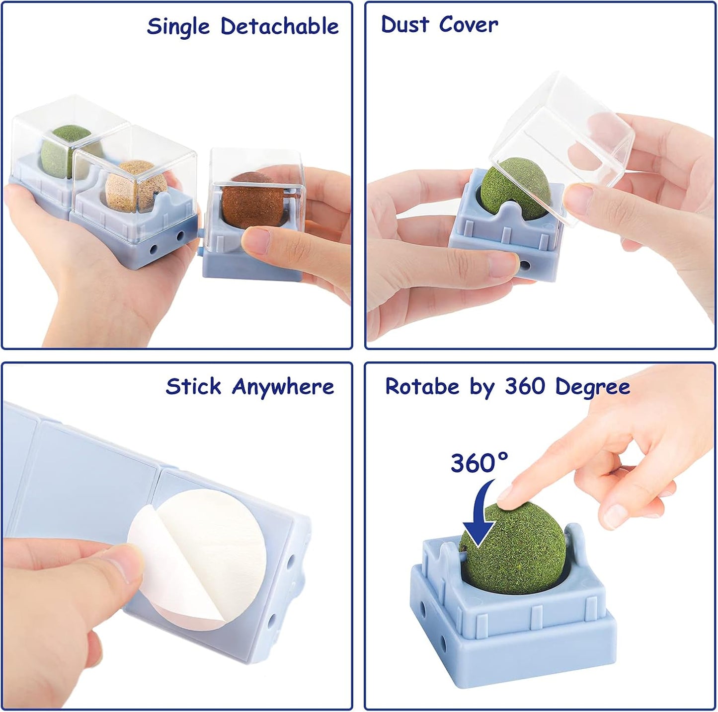 Catnip Toys, Cat Toys for Indoor Cats Natural Cat Treats Rotatable Catnip Ball Safe Healthy Cat Nip Edible Balls Self-Adhesive Catnip Wall Ball for Kitten Kitty