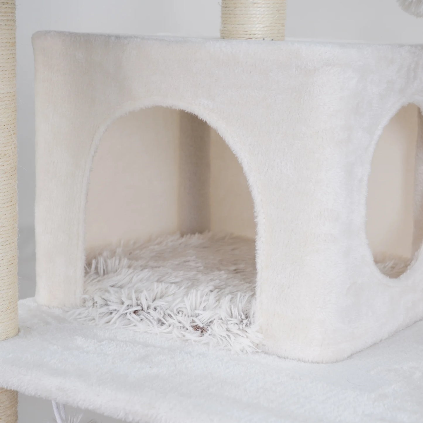 8-Level 72.4" Cat Tree Sanctuary with Condos Hammock Perches Toys, Cream