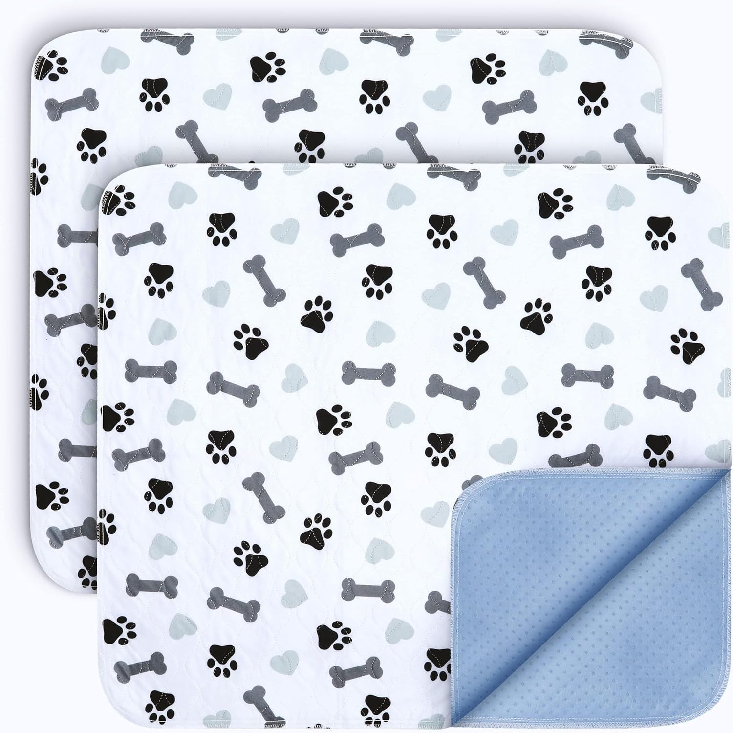 Washable Pee Pads for Dogs - Waterproof Reusable Puppy Pads with Anti-Slip Backing, Pet Training Pad for Puppy Playpen, Crate, Whelping Box, Potty Training (Pack of 2 - 30X34)