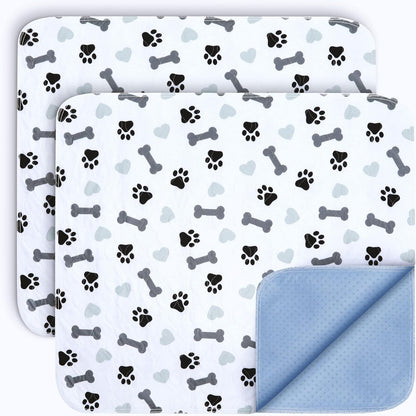 Washable Pee Pads for Dogs - Waterproof Reusable Puppy Pads with Anti-Slip Backing, Pet Training Pad for Puppy Playpen, Crate, Whelping Box, Potty Training (Pack of 2 - 30X34)