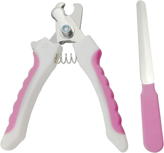 Dog Nail Clippers and Trimmer, Professional Cat Nail Clipper with Sharp Blades and Nail File (Small, Pink)