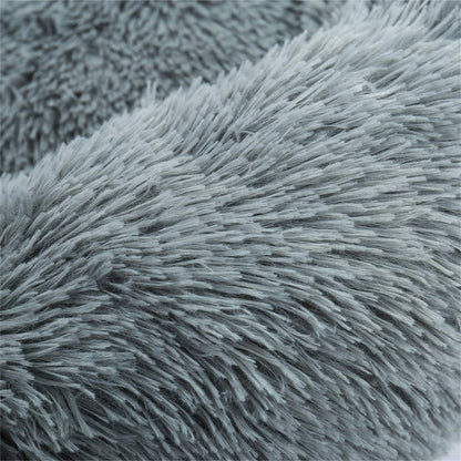 Dog Bed Comfortable Donut Cuddler round Pet Bed Ultra Soft Machine Washable for Dogs up to 45 Lbs 30" X 30" Medium Zippered Grey, Upgrade Version