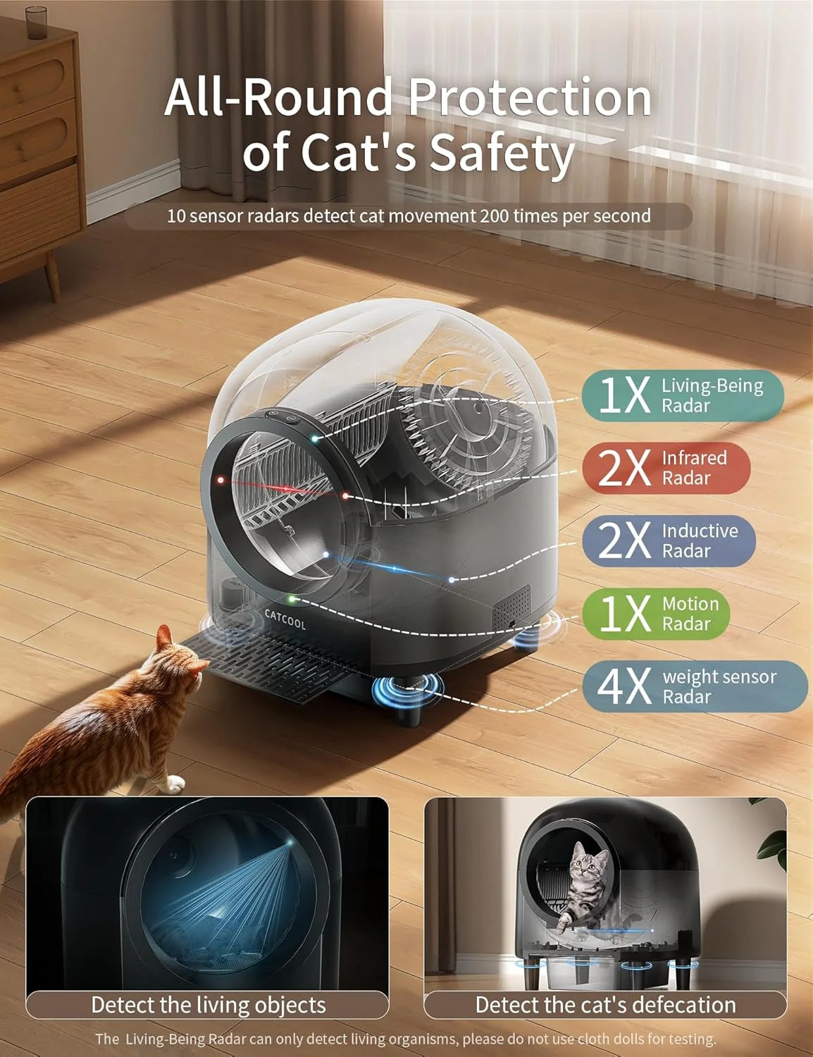 Self Cleaning Cat Litter Box - 100L Large Automatic Litter Box, Multi Cat Can Use, Automatic Cat Litter Box Self Cleaning, Black