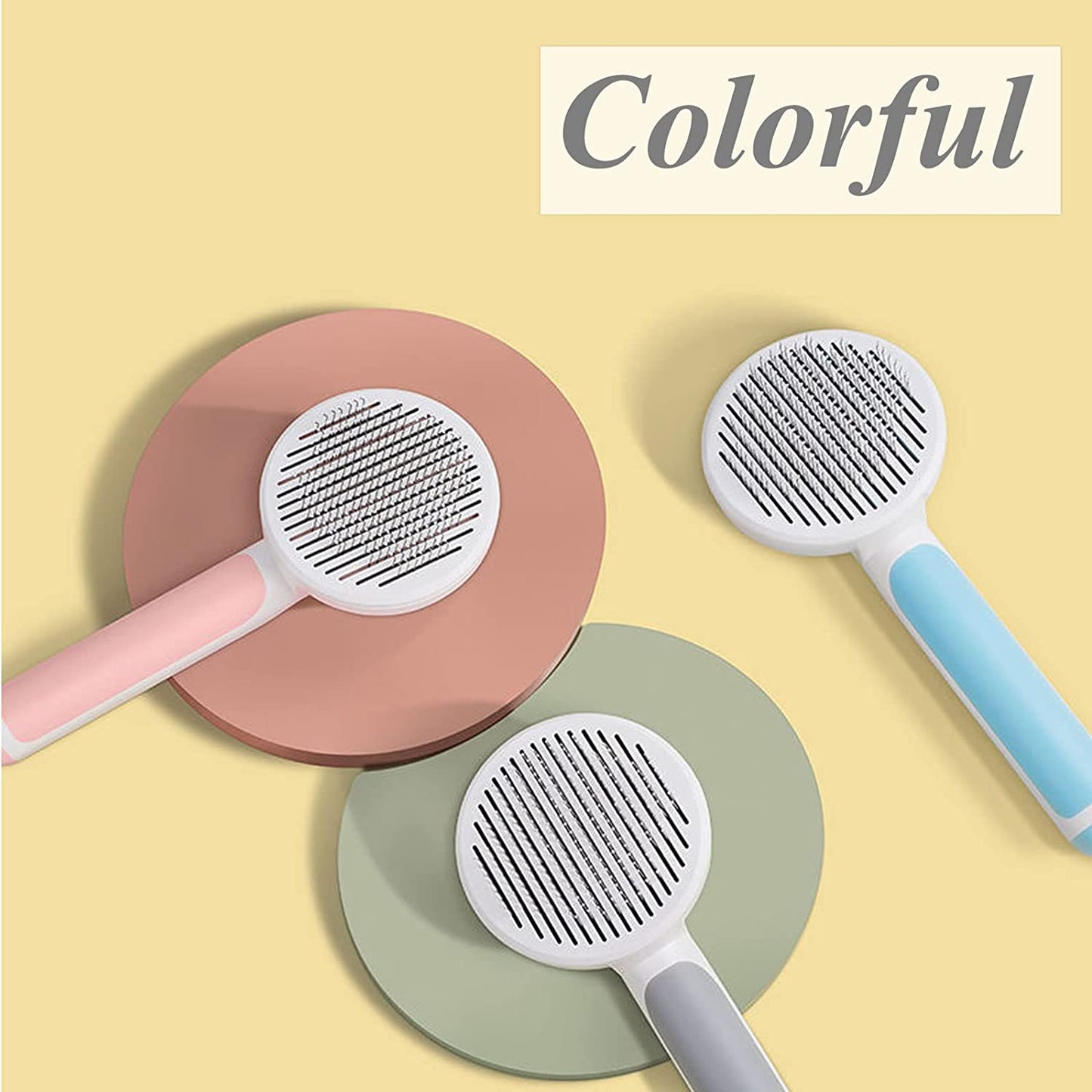 Slicker Brush for Dogs and Cats, Self Cleaning Hair Brush, Removes Undercoat Loose Hair, Mats, Tangled and Dirt, Massages, for All Hair Types (Blue)
