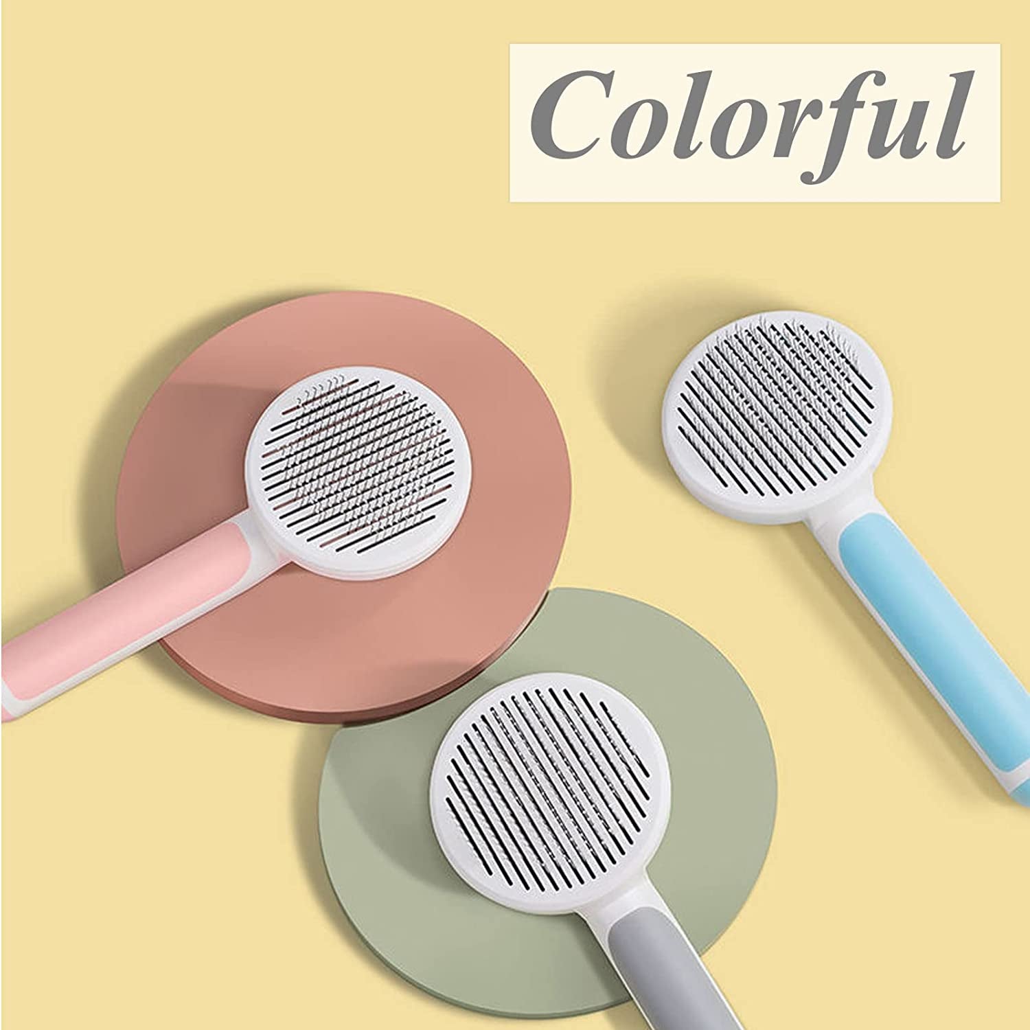 Slicker Brush for Dogs and Cats, Self Cleaning Hair Brush, Removes Undercoat Loose Hair, Mats, Tangled and Dirt, Massages, for All Hair Types (Blue)