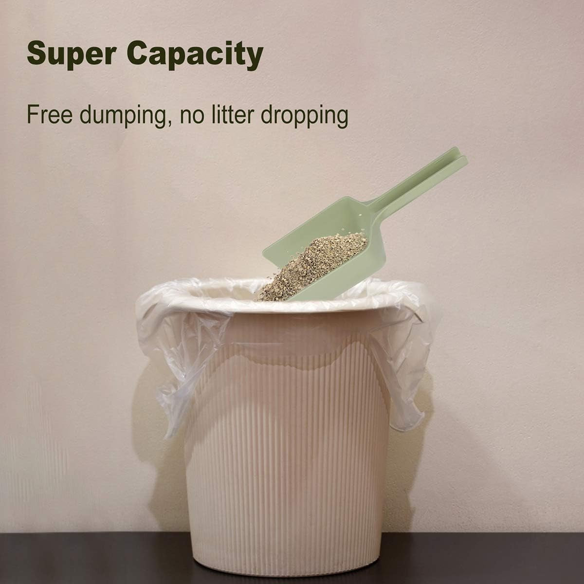 Cat Litter Scooper with Holder, 2-In-1 Litter Scoop &Clump Container, Litter Scooper with Caddy Holder, Cat Pooper Scooper with Stand, Long Handle, Large Capacity, Non-Stick