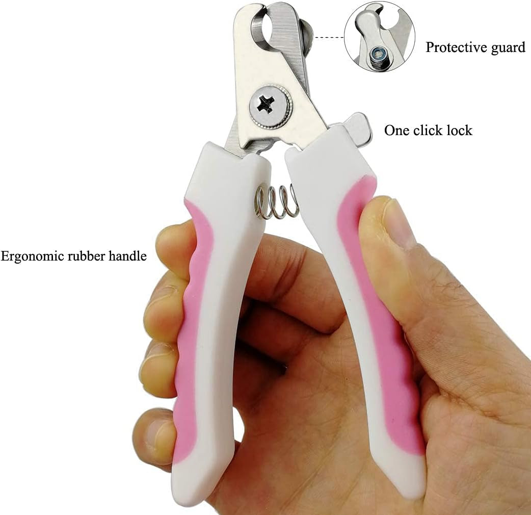 Dog Nail Clippers and Trimmer, Professional Cat Nail Clipper with Sharp Blades and Nail File (Small, Pink)