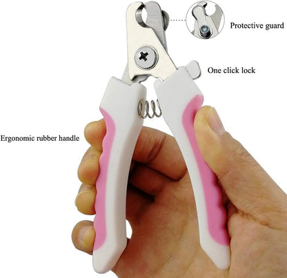 Dog Nail Clippers and Trimmer, Professional Cat Nail Clipper with Sharp Blades and Nail File (Small, Pink)