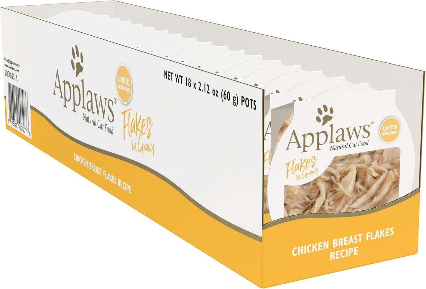 Natural Wet Cat Food, 18 Count, Limited Ingredient Cat Food Pots, Chicken Flakes