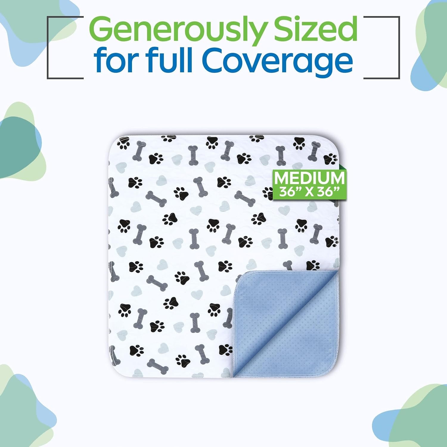 Washable Pee Pads for Dogs - Waterproof Reusable Puppy Pads with Anti-Slip Backing, Pet Training Pad for Puppy Playpen, Crate, Whelping Box, Potty Training (Pack of 2 - 30X34)