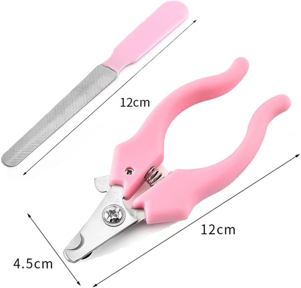 Professional Stainless Steel Nail Trimmer + Filer for Kittens and Puppy, Best Cat Nail Clippers & Dog Claw Trimmer for Professional Grooming Tool Kit (Pink).
