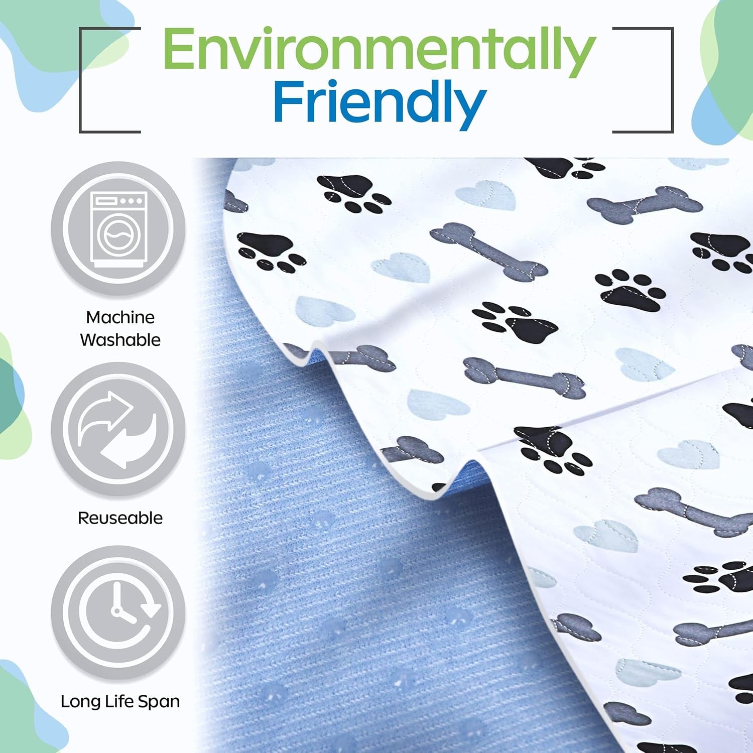 Washable Pee Pads for Dogs - Waterproof Reusable Puppy Pads with Anti-Slip Backing, Pet Training Pad for Puppy Playpen, Crate, Whelping Box, Potty Training (Pack of 2 - 30X34)
