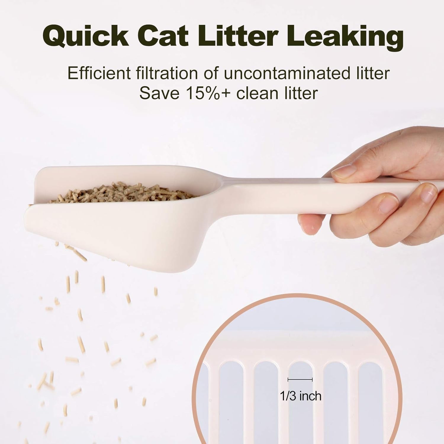 Cat Litter Scooper with Holder, 2-In-1 Litter Scoop &Clump Container, Litter Scooper with Caddy Holder, Cat Pooper Scooper with Stand, Long Handle, Large Capacity, Non-Stick