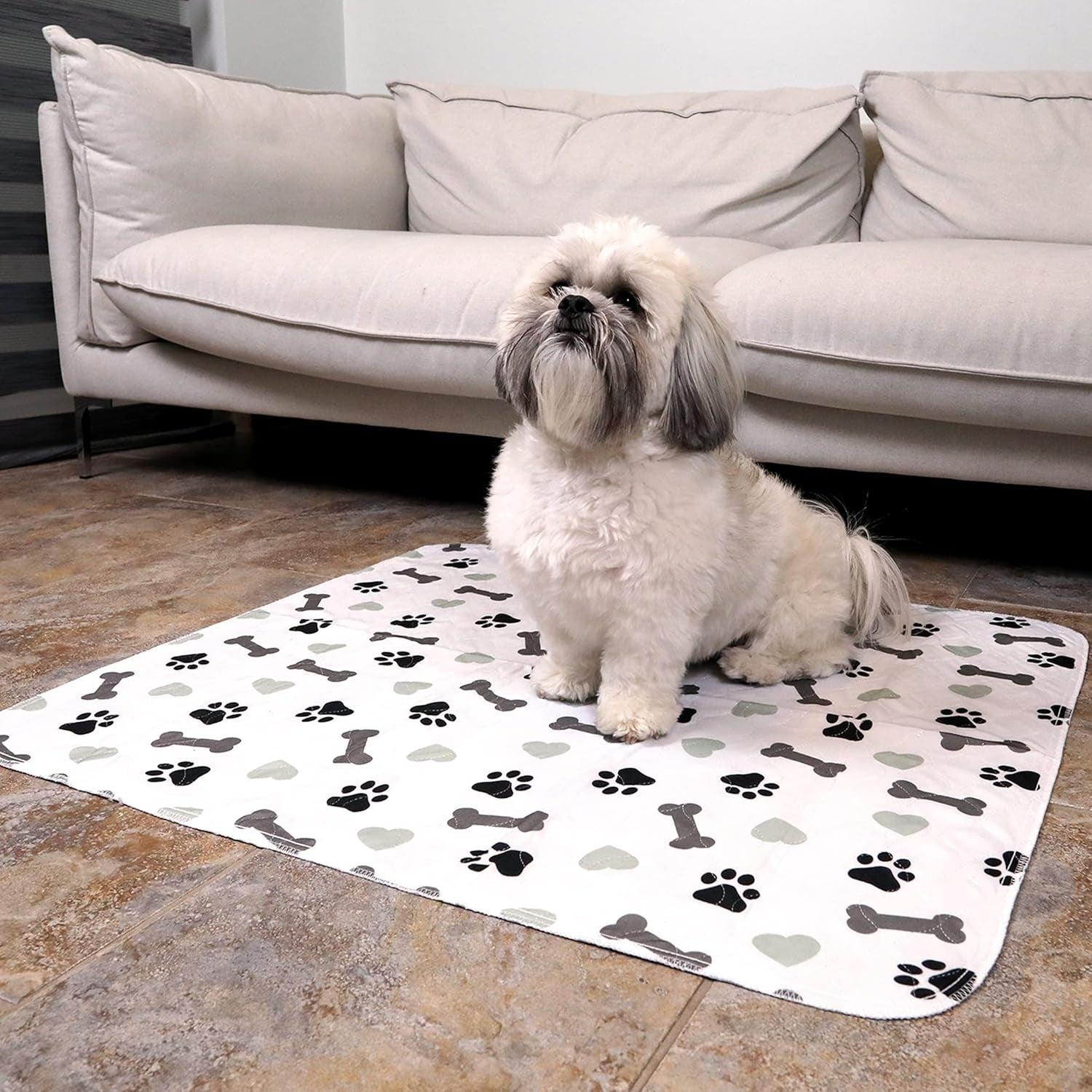 Washable Pee Pads for Dogs - Waterproof Reusable Puppy Pads with Anti-Slip Backing, Pet Training Pad for Puppy Playpen, Crate, Whelping Box, Potty Training (Pack of 2 - 30X34)