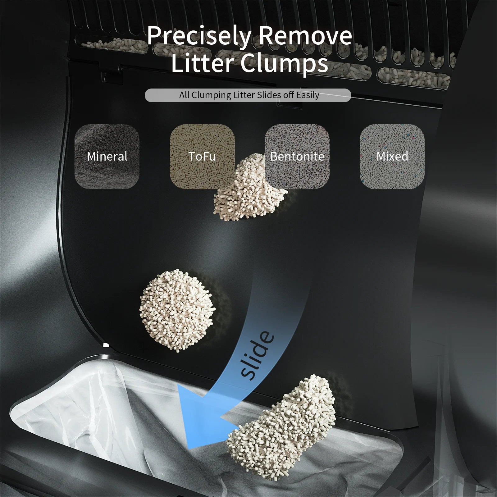 Self Cleaning Cat Litter Box - 100L Large Automatic Litter Box, Multi Cat Can Use, Automatic Cat Litter Box Self Cleaning, Black
