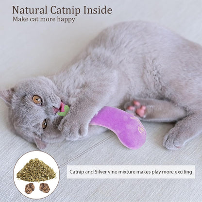 Cat Toys Carrot, Filled Catnip Toys for Cats, Interactive Indoor Kitten Kicker Toy, Cat Nip Chew Toys Promotes Kitty Exercise, 5 Pack