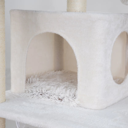 8-Level 72.4" Cat Tree Sanctuary with Condos Hammock Perches Toys, Cream