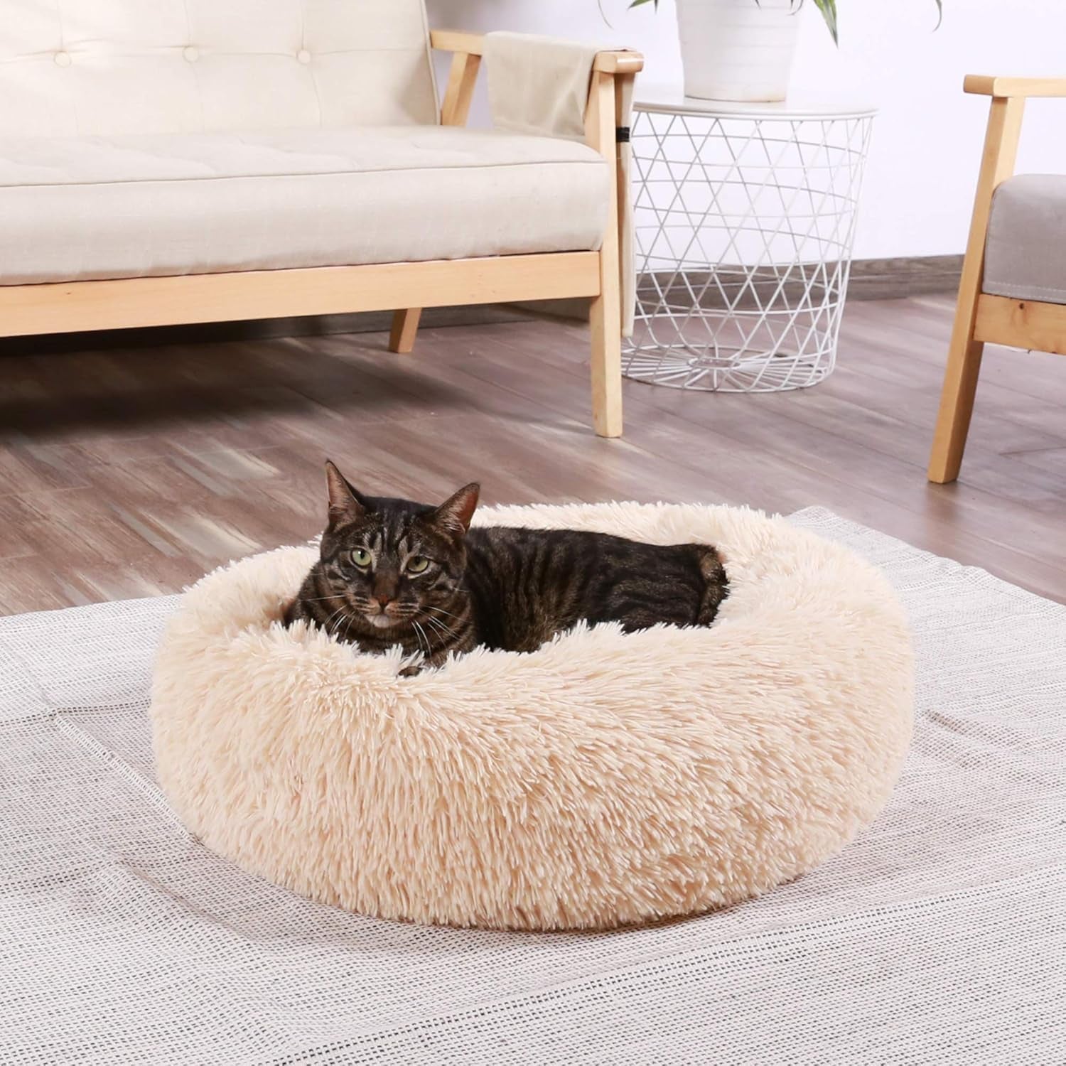 Dog Beds Indoor Dogs Large, Faux Fur Dog Beds Medium, Calming Dog Beds Machine Washable
