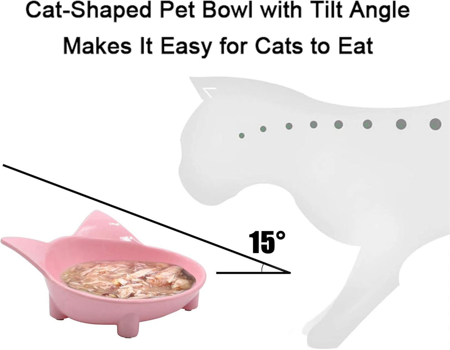 Cat Food Bowl, Non-Slip Wide Shallow Cat Dish Ease Whisker Fatigue (Pet Whisker Friendly Cat Bowl) 8 Oz Capacity Wet and Dry (2 Pieces)